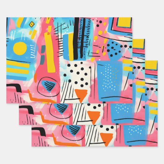 Modern geometrisch inpakpapier vel (Set)