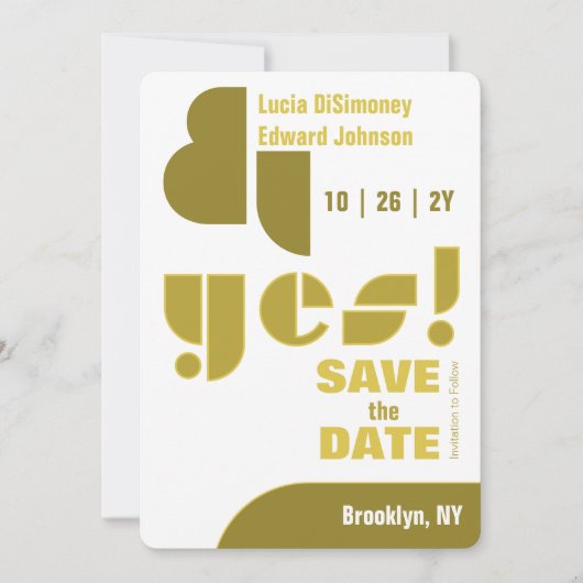 Modern Geometrisch ja! Wit Bewaar de datum Kaart (Voorkant)