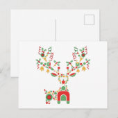 Modern geometrisch kerstrendier | feestelijk briefkaart (Voorkant / Achterkant)