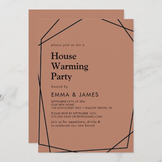 Modern geometrisch | Koper Housewarming Party Kaart (Voorkant / Achterkant)