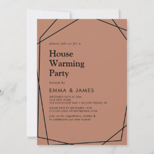 Modern Geometrisch   Koperen Housewarming Feest  Kaart