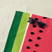 Modern Geometrisch Koraal Roze Groen Watermeloen F Strandlaken (In situ)