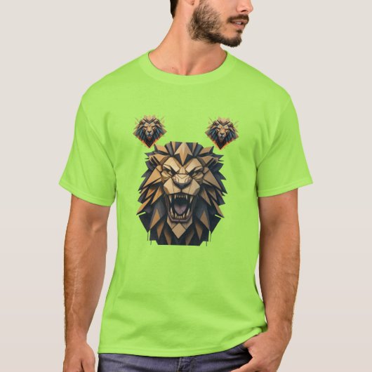 Modern geometrisch leeuwenontwerp t-shirt (Voorkant)
