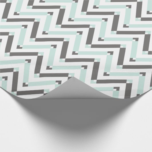 Modern Geometrisch Lichtblauw Grijs Wit Chevron Cadeaupapier (Hoek)
