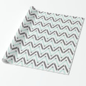 Modern Geometrisch Lichtblauw Grijs Wit Chevron Cadeaupapier (Uitgerold)