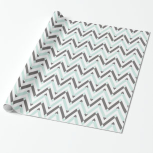 Modern Geometrisch Lichtblauw Grijs Wit Chevron Cadeaupapier