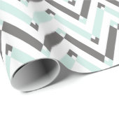 Modern Geometrisch Lichtblauw Grijs Wit Chevron Cadeaupapier (Rol Hoek)