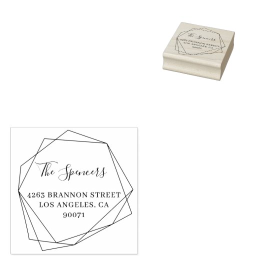 Modern Geometrisch Lijst Achternaam Retouradres Rubberstempel (Gestempeld)