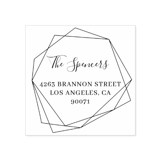 Modern Geometrisch Lijst Achternaam Retouradres Rubberstempel (Afrduk)