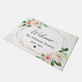 Modern Geometrisch Lijst Blush Bloemen Familie Wel Deurmat (Schuin)