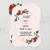 Modern Geometrisch Lijst Natuur Rood Bloemen Bruil Kaart (Voorkant / Achterkant)