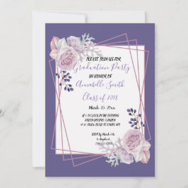Modern Geometrisch Lijst paars Floral Afstuderen Kaart