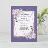 Modern Geometrisch Lijst paars Floral Afstuderen Kaart (Staand voorkant)