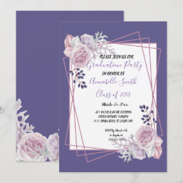 Modern Geometrisch Lijst paars Floral Afstuderen Kaart