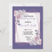 Modern Geometrisch Lijst paarse Flora Verjaardagsf Kaart (Voorkant)