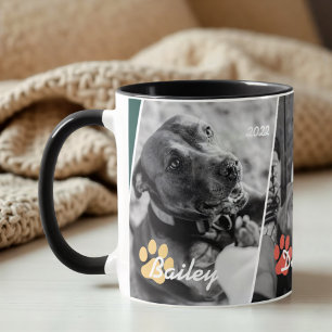 Modern Geometrisch Lijst Pet Paw Drie foto's Mok