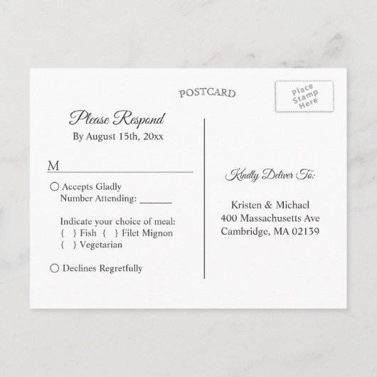 Modern Geometrisch Lijst Rustic Floral Wedding RSV Uitnodiging Briefkaart (Achterkant)
