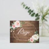 Modern Geometrisch Lijst Rustic Floral Wedding RSV Uitnodiging Briefkaart (Staand voorkant)