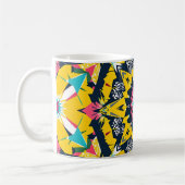 Modern geometrisch mandala geel marine patroon koffiemok (Links)
