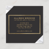 Modern Geometrisch Marmer/Zwart en Faux Gold Vierkante Visitekaartje (Achterkant)