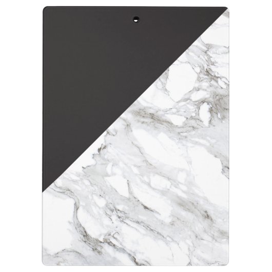 Modern Geometrisch Marmer/Zwart Monogram Logo Klembord (Achterkant)