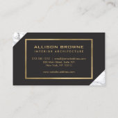 Modern Geometrisch Marmer/Zwart Monogram Logo Visitekaartje (Achterkant)