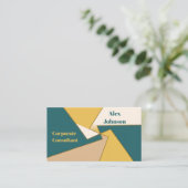 Modern geometrisch minimalistisch goud en Blauwgro Visitekaartje (Staand voorkant)