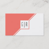 Modern geometrisch monogram levend koraal visitekaartje (Voorkant)