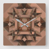Modern geometrisch nepmetaal Abstract koper Vierkante Klok (Voorkant)