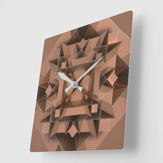 Modern geometrisch nepmetaal Abstract koper Vierkante Klok (Hoek)