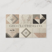 Modern geometrisch neutraal aards blad visitekaartje (Voorkant)