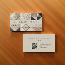 Modern geometrisch neutraal aards blad visitekaartje