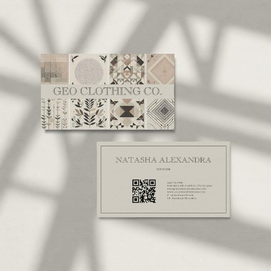 Modern geometrisch neutraal aards blad visitekaartje