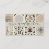 Modern geometrisch neutraal aards blad visitekaartje (Voorkant)