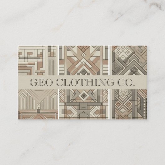 Modern geometrisch neutraal aards blad visitekaartje (Voorkant)