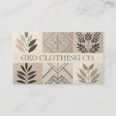 Modern geometrisch neutraal aards blad visitekaartje (Voorkant)
