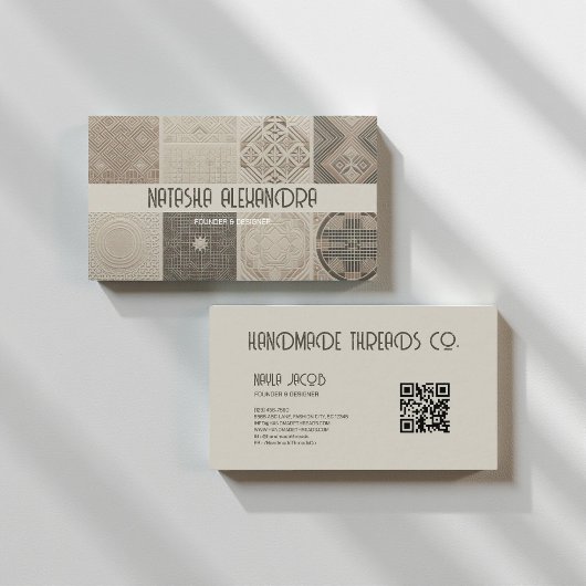 Modern geometrisch neutraal aards ontwerp visitekaartje