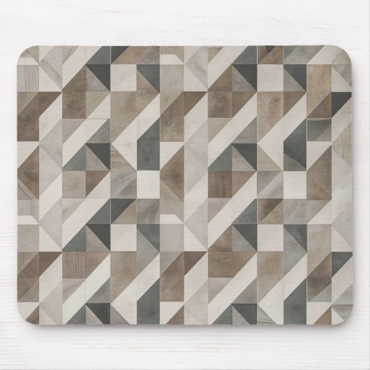 Modern geometrisch, neutraal beige en grijs Abstra Muismat (Voorkant)