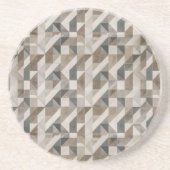 Modern geometrisch, neutraal beige en grijs Abstra Zandsteen Onderzetter (Voorkant)