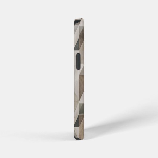 Modern geometrisch ontwerp - neutraal beige en gri iPhone hoesje (Rechterkant)