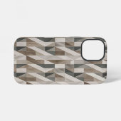 Modern geometrisch ontwerp - neutraal beige en gri iPhone hoesje (Achterkant horizontaal)