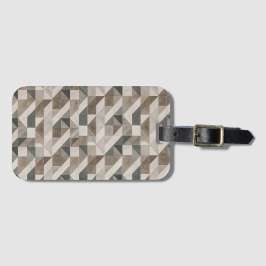 Modern geometrisch ontwerp, neutraal beige en grij bagagelabel (Voorkant (horizontaal))
