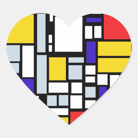 Modern geometrisch ontwerp, primaire kleuren hart sticker (Voorkant)