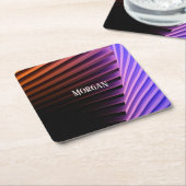 Modern geometrisch ontwerp, witte naam kartonnen onderzetters (Schuin)