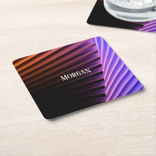 Modern geometrisch ontwerp, witte naam kartonnen onderzetters (Schuin)