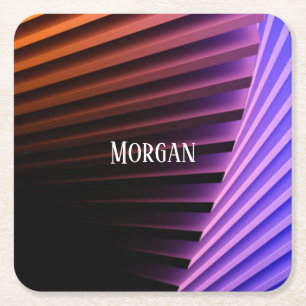 Modern geometrisch ontwerp, witte naam kartonnen onderzetters