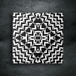 Modern Geometrisch Op Art Zwart-wit Patroon Tegeltje<br><div class="desc">Deze keramische tegel heeft een boeiend geometrisch ontwerp dat zowel modern als tijdloos is. Het ontwerp wordt gekenmerkt door een ingewikkeld zwart-wit patroon. In het midden van de tegel bevindt zich een stervormig figuur, omgeven door meerdere lagen van geometrische vormen, waaronder diamanten, driehoeken en vierkanten. Het patroon is symmetrisch, met...</div>