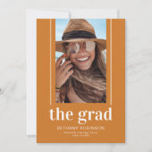 Modern Geometrisch Oranje Foto Afstuderen Aankondiging (Voorkant)
