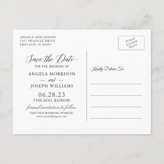 Modern Geometrisch Paarse Blush Floral Save the Da Uitnodiging Briefkaart (Achterkant)