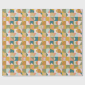 Modern geometrisch patchpatroon | Mosterd Blauwgro Cadeaupapier (Vlak)